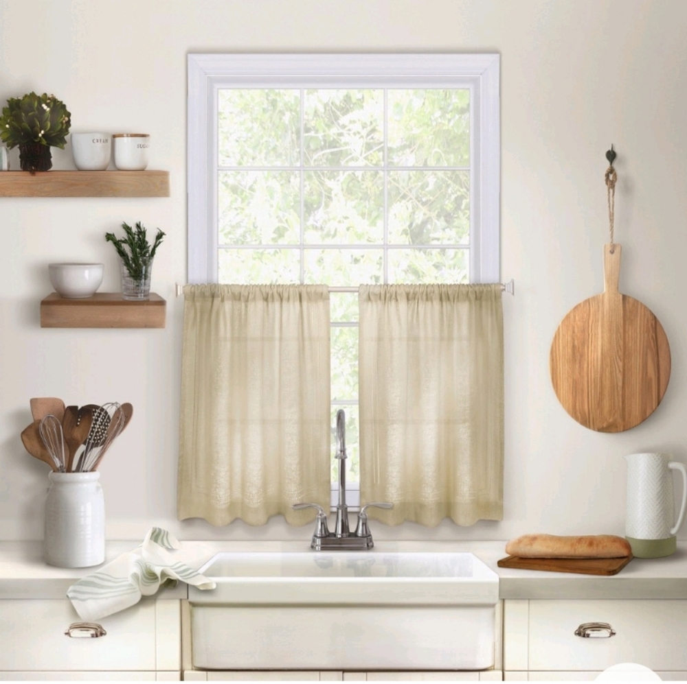 Kitchen Curtain Two Tier Panels Erlene Cameron 60"×36" New